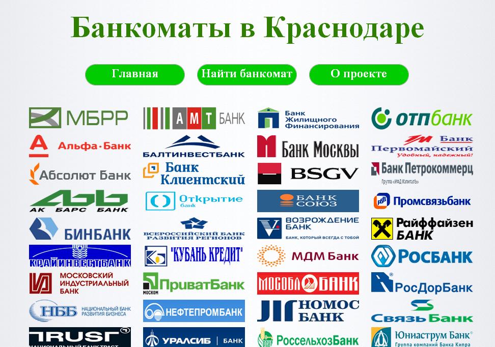 Банкоматы в Краснодаре